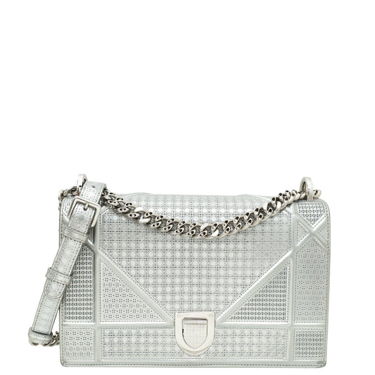 Dior Diorama Cannage Silver Shoulder Bag