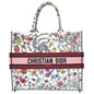 Christian Dior White Multicolor Florilegio Embroidered Book Tote Large Bag