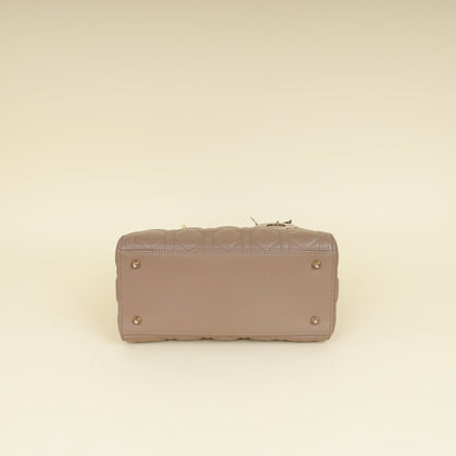 Christian Dior Taupe Gray Cannage Lady Dior Medium Bag