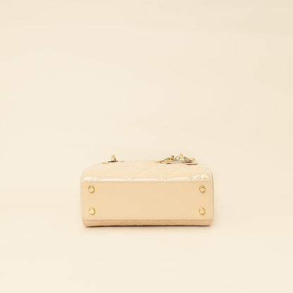 Christian Dior Powder Beige Chain Mini Lady Dior Bag