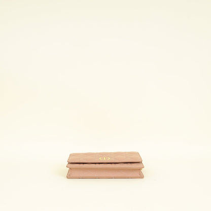Christian Dior Rose De Vents Caro Cannage Pouch With Chain