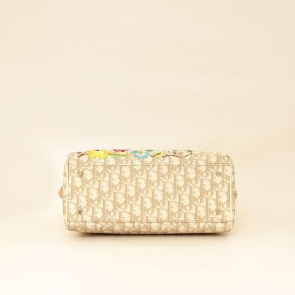 Christian Dior Beige Oblique Floral Boston Bag