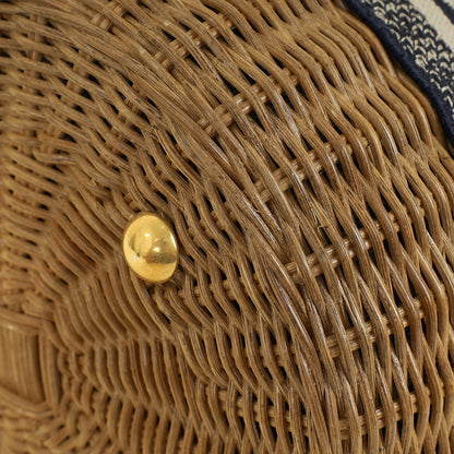 Christian Dior Navy Blue Oblique Wicker Bucket Bag