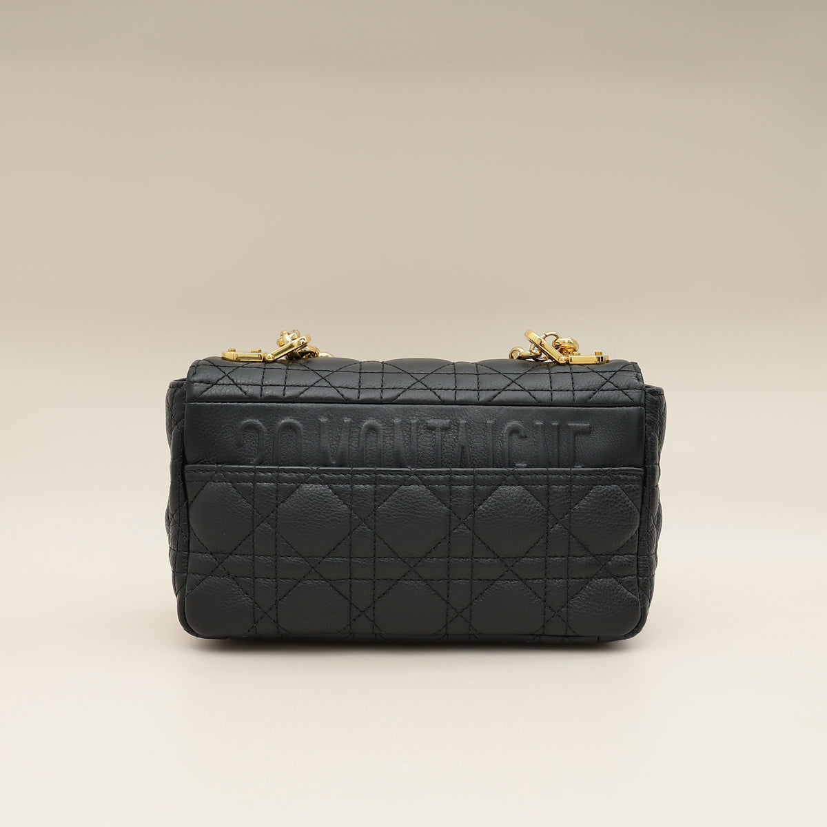 Christian Dior Black Caro Cannage Small Flap Shoulder Bag