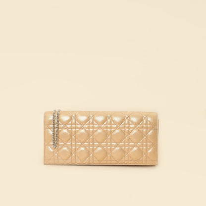 Christian Dior Metallic Gold Cannage Lady Dior Convertible Clutch