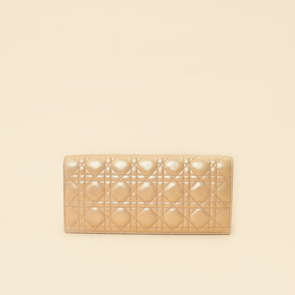 Christian Dior Metallic Gold Cannage Lady Dior Convertible Clutch