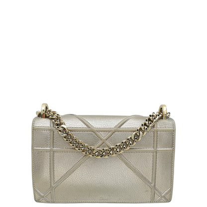 Christian Dior Metallic Champaign Diorama Shoulder Bag