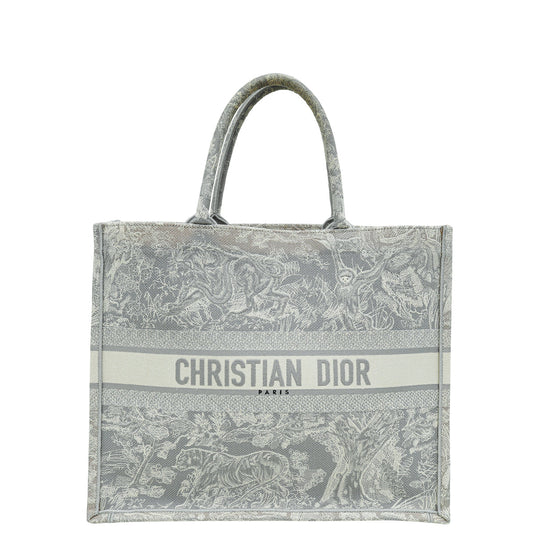 Christian Dior Bicolor Toile De Jouy Reverse Book Tote Large Bag