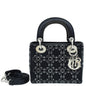 Christian Dior Black Cannage Satin Lady Dior Mini Strass Bag