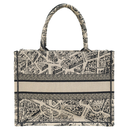 Christian Dior Bicolor Plan De Paris Embroidered Book Tote Medium Bag