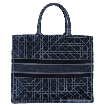 Christian Dior Bicolor Velvet Cannage Book Tote Large Bag