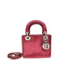 Christian Dior Metallic Fuchsia Lady Dior Microcannage Mini Strap Bag