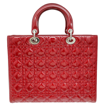 Christian Dior Cherry Red Lady Dior Large Bag