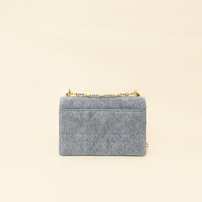 Dior Caro Cannage Blue Shoulder Bag Cannage