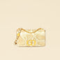 Christian Dior Metallic Golden Beige Python Caro Flap Medium Shoulder Bag