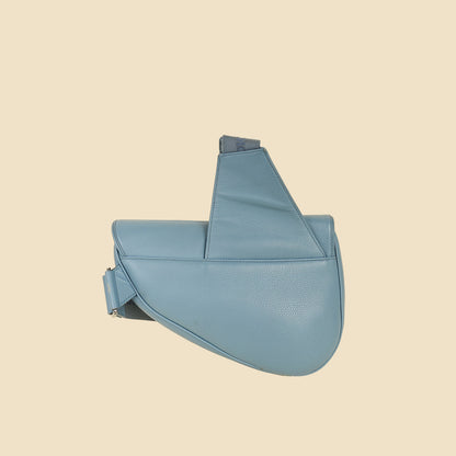 Christian Dior Blue X Shawn Stussy 2020 Logo Print Saddle Bag