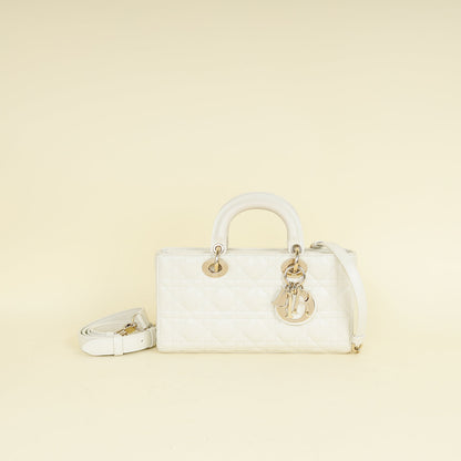 Christian Dior Latte White Lady D-Joy Cannage Medium Bag