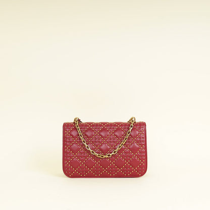 Christian Dior Red Cannage Studded Dioraddict Flap Bag