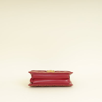 Christian Dior Red Cannage Studded Dioraddict Flap Bag