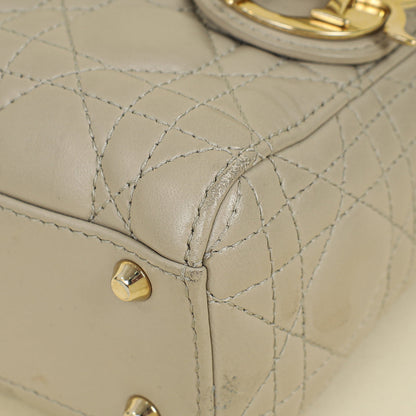 Christian Dior Beige Lady Dior Mini Chain Dragonfly Bag