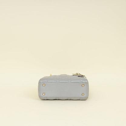 Christian Dior Grey Lady Dior Mini Chain Bag