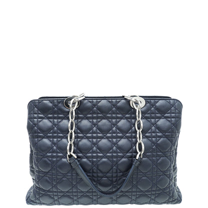 Christian Dior Navy Blue Lady Dior Soft Tote Large Bag