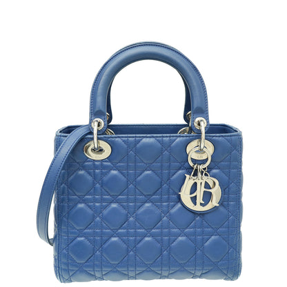 Dior Lady Dior Leather Handbag Blue