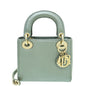 Christian Dior Metallic Grey Lizard Lady Dior Mini Chain Bag