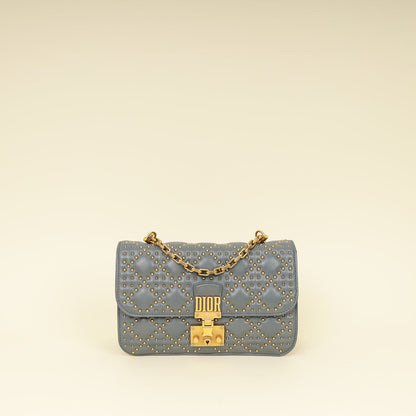 Christian Dior Bluish Grey Cannage Studded Dioraddict Flap Bag