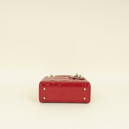 Christian Dior Red Cherry Lady Dior Mini Chain Bag