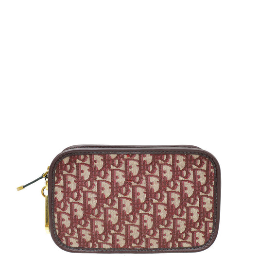 Christian Dior Burgundy Oblique Diorquake Clutch Pouch