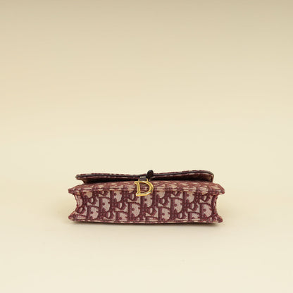 Christian Dior Burgundy Oblique Saddle Chain Pouch