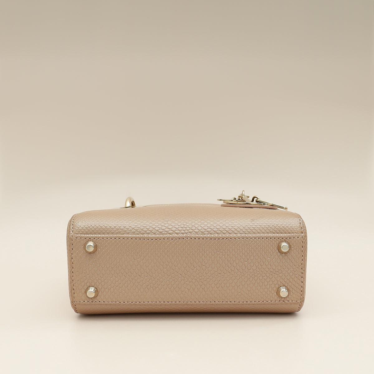 Christian Dior Metallic Beige Embossed Lizard Lady Dior Mini Bag