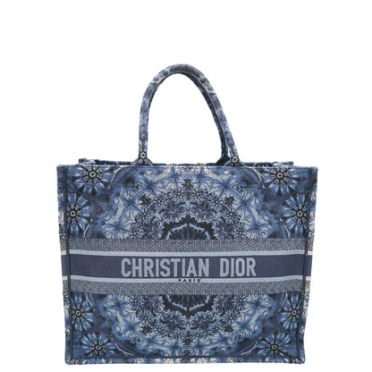 Christian Dior Navy Blue Book Tote Kaleidiorscopic Embroidered Large Bag