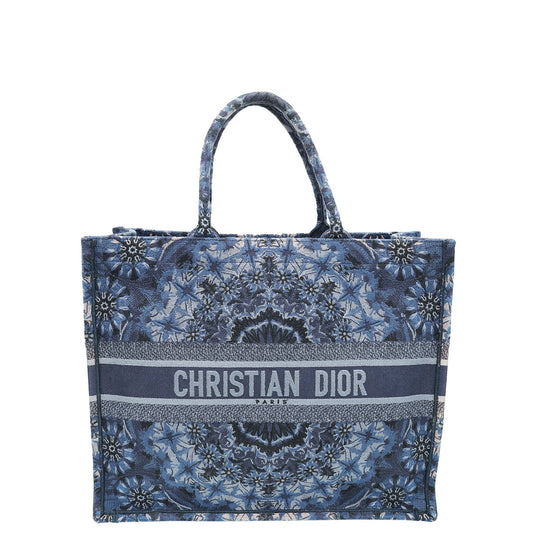 Christian Dior Navy Blue Book Tote Kaleidiorscopic Embroidered Large Bag