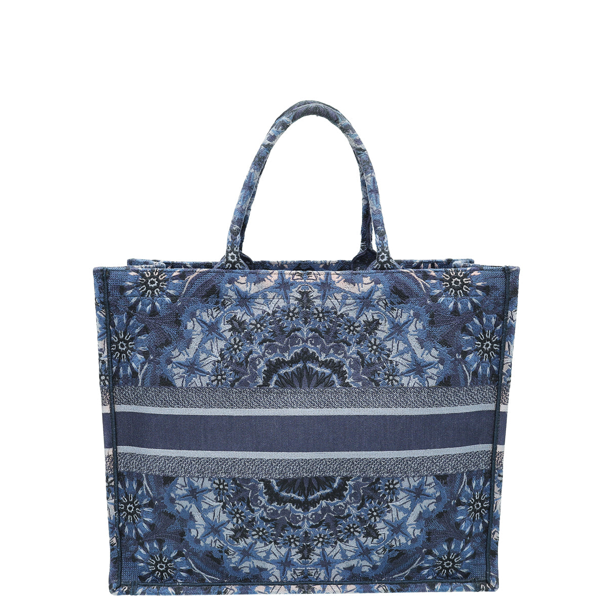 Christian Dior Navy Blue Book Tote Kaleidiorscopic Embroidered Large Bag