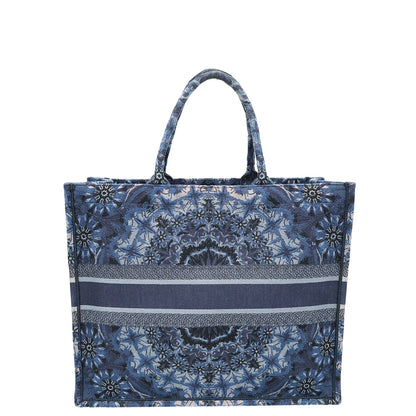 Christian Dior Navy Blue Book Tote Kaleidiorscopic Embroidered Large Bag