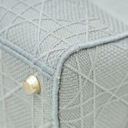 Christian Dior Grey Lady D-Lite Cannage Embroidery Medium Bag