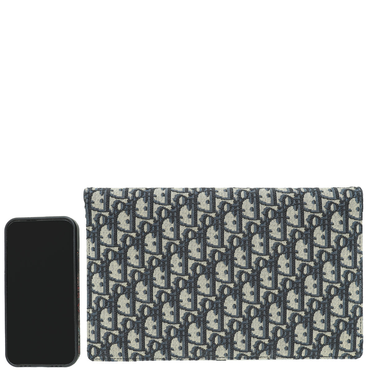 Christian Dior Navy Blue Oblique Saddle Pouch Clutch