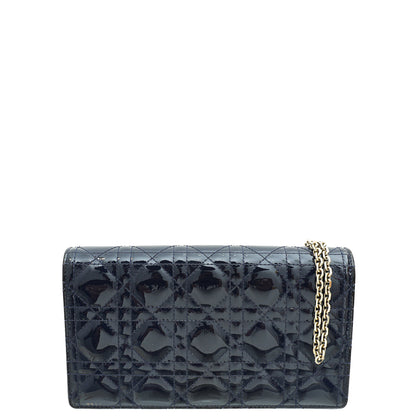 Christian Dior Indigo Blue Lady Dior Pouch With Chain