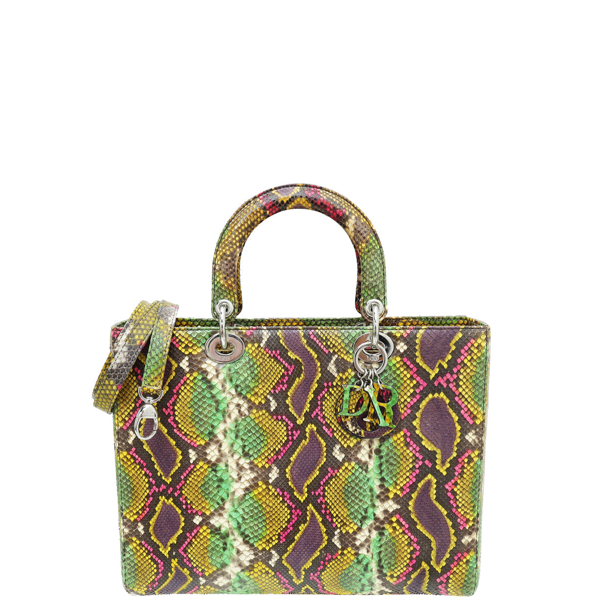 Christian Dior Multicolor Python Lady Dior Ltd Ed Defile Ete 2014 Large Bag