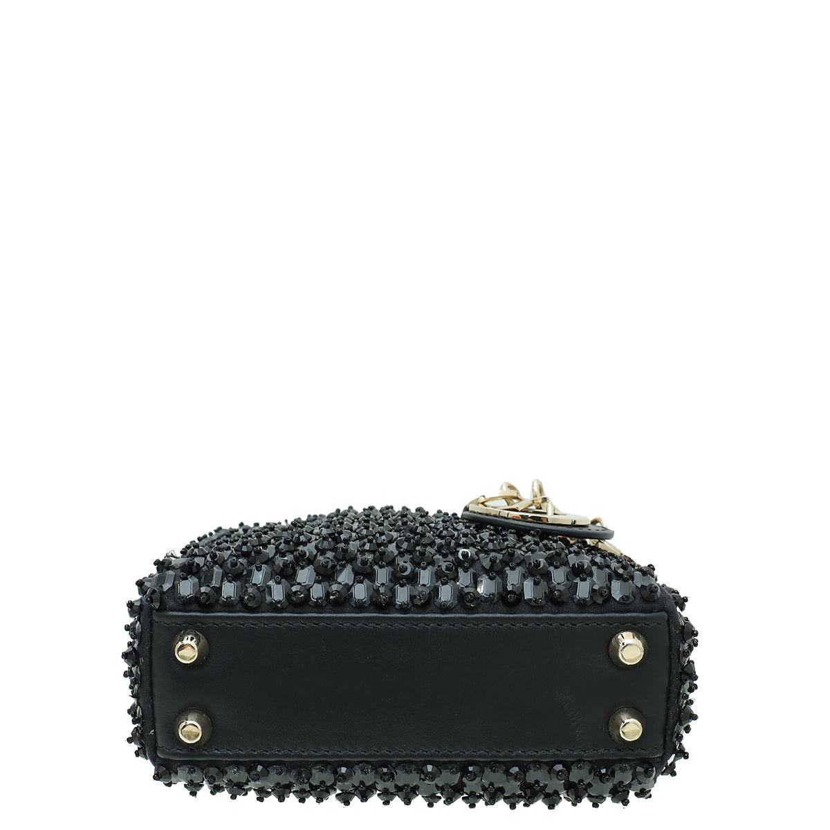Christian Dior Black Lady Dior Micro Mirrors Beads And Strass Bag