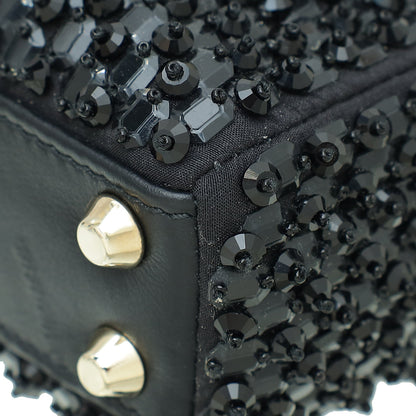 Christian Dior Black Lady Dior Micro Mirrors Beads And Strass Bag