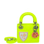 Christian Dior Neon Green Micro Lady Dior Bag With Embroidered Patch