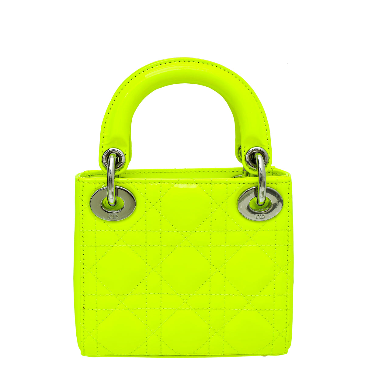 Christian Dior Neon Green Micro Lady Dior Bag With Embroidered Patch