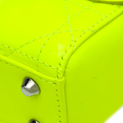 Christian Dior Neon Green Micro Lady Dior Bag With Embroidered Patch
