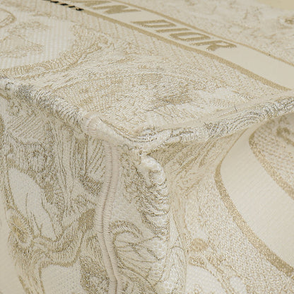 Christian Dior Bicolor Toile De Jouy Book Tote Medium Bag With Mu Initials