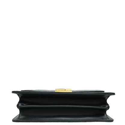 Christian Dior Black Ange Macrocannage Medium Top Handle Bag