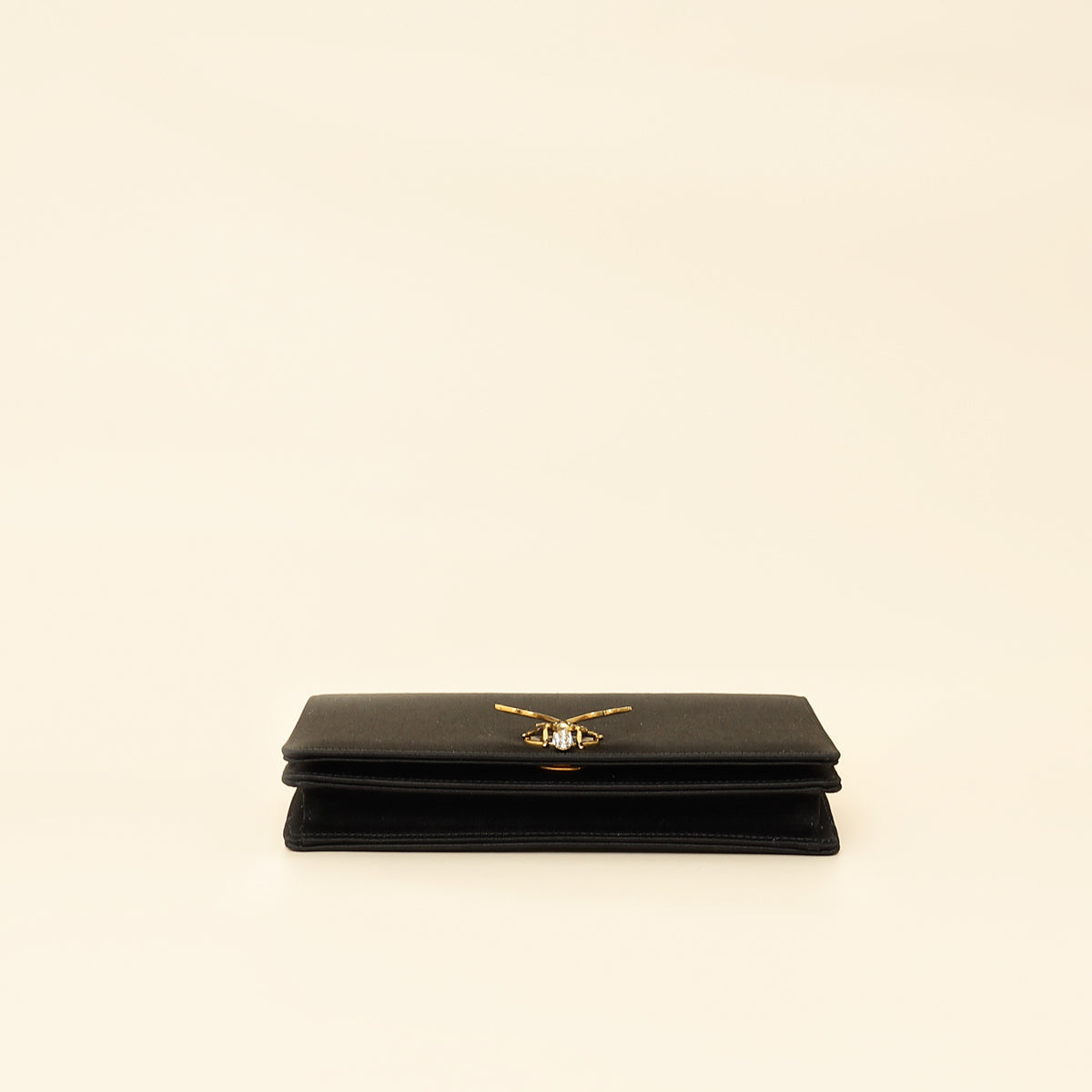 Christian Dior Black D-Bee Satin Evening Clutch Bag