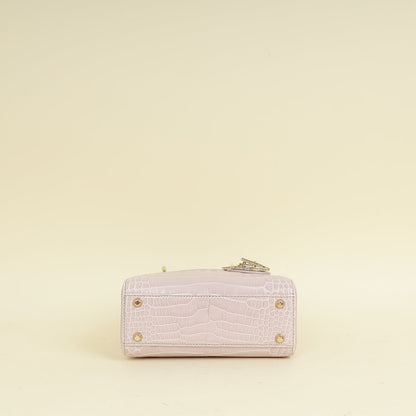 Christian Dior Lilac Lady Dior Mini Alligator Mississippiensis Crystal Bag